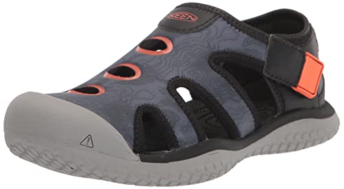 KEEN Stingray Sandalen, Black/Safety Orange, 34 EU von KEEN