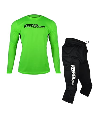 KEEPERsport Torwartset lang - langes gepolstertes Torwartshirt - 3/4 gepolsterte Torwarthose - Torwartkleidung für Erwachsene von KEEPERsport