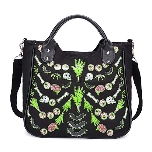 KEEPOP Damen-Handtasche mit Nieten, aus Leinen, Punk-Handtasche mit Schultergurt, Crossbody-Tasche, großes Fassungsvermögen, Schwarz KEEPOP Damen-Handtasche mit Nieten, aus Leinen, Punk-Handtasche mit Schultergurt, Crossbody-Tasche, großes Fassungsvermögen, Schwarz von KEEPOP