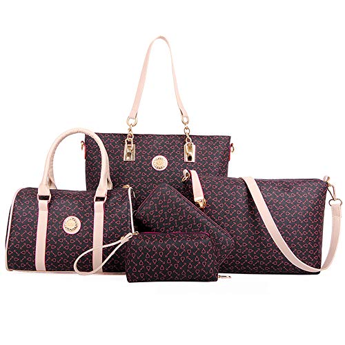 Damen-Handtaschen-Set, 6-teilig, PU-Leder, Geldbörsen-Set, klassische Mehrzweck-Umhängetasche, Kaffee, 1 von KEEPOP