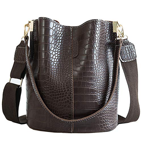 Damen Hobo Umhängetasche, Krokodil Muster Handtaschen Große Kapazität Crossbody Tasche, Braun - coffee - Größe: One Size von KEEPOP