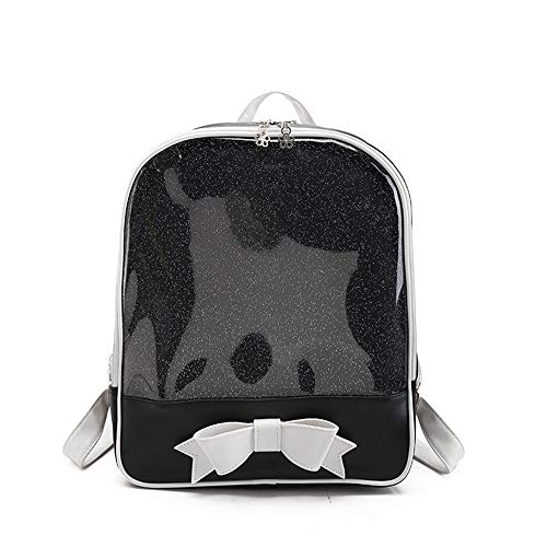 Ita Bag Rucksack Mädchen Süß Candy Leder Tasche Geldbörse Schultasche Sommer Strandtasche Geldbörse mit Bowknot Transparente Fenster für DIY Dekore (Schwarz) von KEEPOP