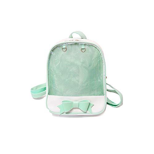 Ita Bag Rucksack Mädchen Süß Candy Leder Tasche Geldbörse Schultasche Sommer Strandtasche Geldbörse mit Bowknot Transparente Fenster für DIY Dekore Grün von KEEPOP