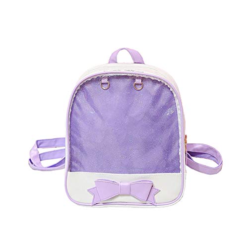 Ita Bag Rucksack Mädchen Süß Candy Leder Tasche Geldbörse Schultasche Sommer Strandtasche Geldbörse mit Bowknot Transparente Fenster für DIY Dekore Lila von KEEPOP
