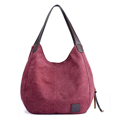 KEEPOP Canvas Hobo Bag Tote Handtasche Shopping Umhängetasche für Frauen Lila von KEEPOP