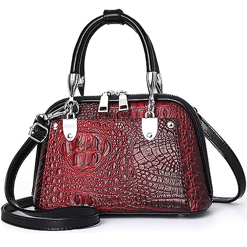 KEEPOP Damen Handtasche Leder Henkeltasche Tasche Retro Krokodilmuster Designer Schultertasche Frauen Umhängetasche Arbeitstasche Shopper Tote Bag von KEEPOP