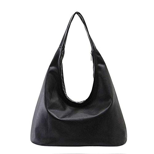 KEEPOP Damen Hobo Bag, PU Leder Schulter Handtaschen Handtasche Designer Top Griff Tasche schwarz von KEEPOP
