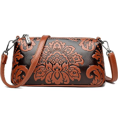 KEEPOP Damen Retro Handy Umhängetasche PU Leder Schultertaschen Geprägtes Design Handytasche Klein Henkeltaschen Handtaschen von KEEPOP