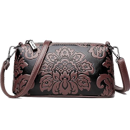 KEEPOP Damen Retro Handy Umhängetasche PU Leder Schultertaschen Geprägtes Design Handytasche Klein Henkeltaschen Handtaschen von KEEPOP