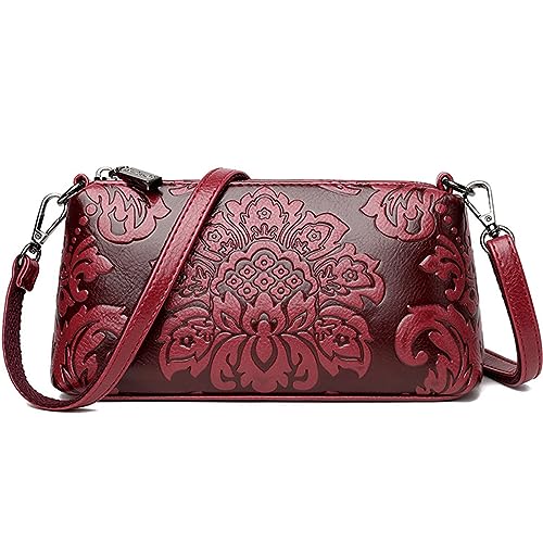 KEEPOP Damen Retro Handy Umhängetasche PU Leder Schultertaschen Geprägtes Design Handytasche Klein Henkeltaschen Handtaschen von KEEPOP