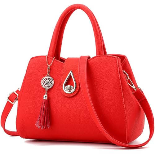 KEEPOP Elegante Handtasche Mode PU Leder Schultertaschen Designer Frauen Umhängetasche Shopper Tote Tasche Neue Henkeltasche mit Quaste Anhänger von KEEPOP