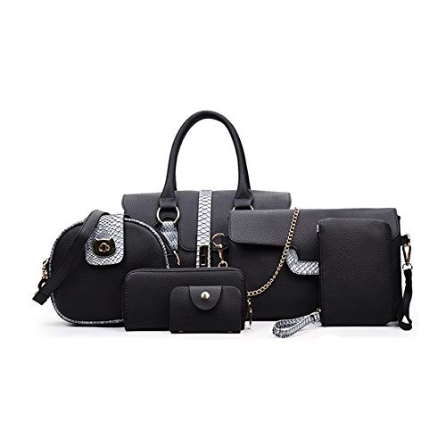 KEEPOP Frauen Designer Geldbörsen Und Handtaschen Set Satchel Umhängetaschen Totes 6 stücke Clutch Wallet Black von KEEPOP