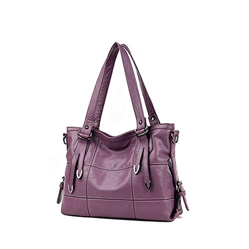 KEEPOP Frauen Leder Top Griff Satchel Geldbörse, Tote Handtasche Große Kapazität Umhängetasche Lila von KEEPOP