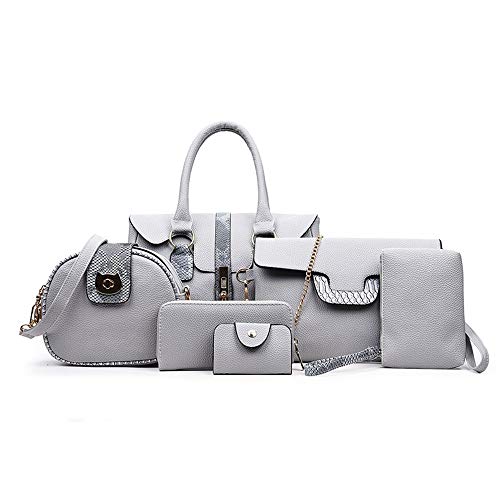 KEEPOP Frauen designer geldbörsen und handtaschen set satchel umhängetaschen totes 6 stücke kupplung brieftasche grau von KEEPOP