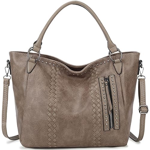 KEEPOP Handtasche Damen Groß Shopper PU-Leder Umhängetasche Schultertasche Niete Henkeltasche Mode Geldbörse Reisen Arbeit von KEEPOP