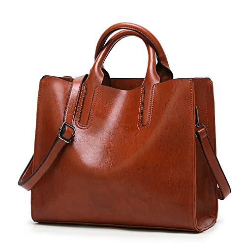 Keepop Tragetasche Handtasche für Frauen Umhängetasche aus Kunstleder Geldbeutel Quadratische Arbeitstasche mit Griff Oben Shopper Reise-Umhängetasche Schulranzen von KEEPOP