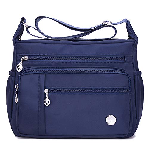 KEEPOP Umhängetasche für Frauen, Multi Pocket Wasserdichte Leichte Nylon Geldbörse Schultertasche Blau S von KEEPOP