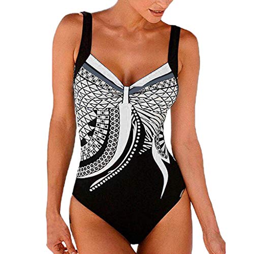 KEERADS Damen Badeanzug Bauchweg Puch Up Große Größen One Piece Figurformend Schwimmanzug Bademode Strandmode (2XL, Weiß) von KEERADS Damen