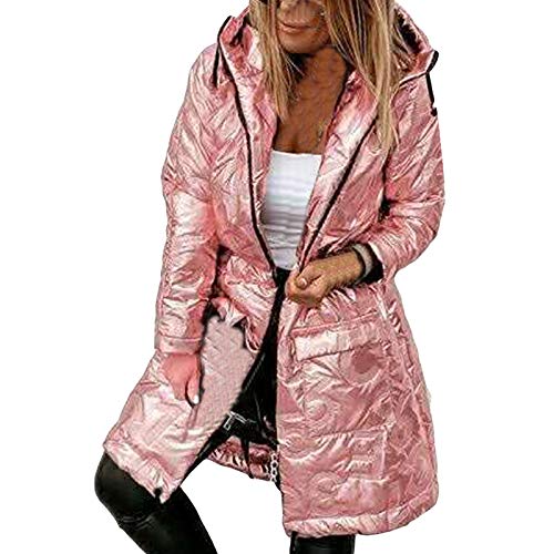 KEERADS Damen Daunenjacke High Shine Insulated Daunen gepolsterte leichte Mantel glänzend Silber Jacke Glänzend Gesteppte Puffer Farben Jacket Hooded Parka Outwear Gänsedaunen-Kapuzenjacke von KEERADS Damen