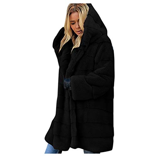 KEERADS Damen Fleecemantel Winterjacke Lange Übergangsjacke Teddy-Jacke Oversized Teddy-Mantel Sherpa Coat mit Kapuze S-5XL von KEERADS Damen