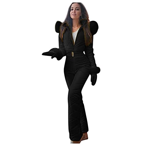 KEERADS Damen Frauen Einteiliger Skioverall Atmungsaktive Snowboardjacke Skihose Sets Bodys Outdoor Schneeanzüge Warme und Winddichte mit Handschuhe von KEERADS Damen