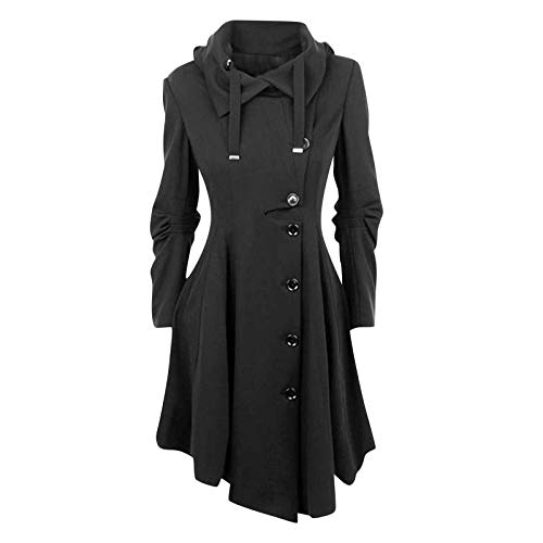 KEERADS Damen Mantel Winter Herbst Übergangsjacke Parka Windbreaker Jacke in A-Linie Gothic Kleider mit Asymmetrisch Saum Stehkragen Trenchcoat S-5XL von KEERADS Damen