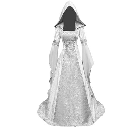 KEERADS Damen Mode Langarm Mit Kapuze Mittelalterliches Kleid Bodenlangen Cosplay Mittelalter Retro-Stil Tunika von KEERADS Damen