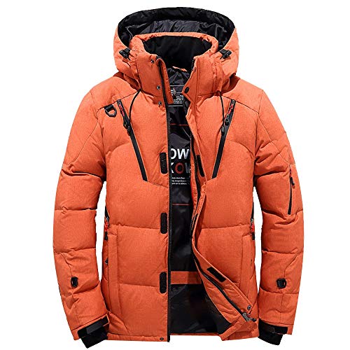 KEERADS Herren Jacke Winter Parka mit Fell Ubergangsjacke Winterjacke Mantel Wintermantel Steppjacke Mit Kapuze (3XL, Orange) von KEERADS Herren