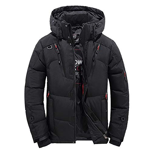 KEERADS Herren Jacke Winter Parka mit Fell Ubergangsjacke Winterjacke Mantel Wintermantel Steppjacke Mit Kapuze (M, Schwarz) von KEERADS Herren