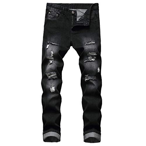 KEERADS Männer Herren Distressed Jeanshose Ripped Ausgefranste Slim Fit Jeans Skinny Stretch Hose Slim Männer Jeanshosen Denim Pants Super Qualität Verschleißfest Keine Verformung von KEERADS Herren