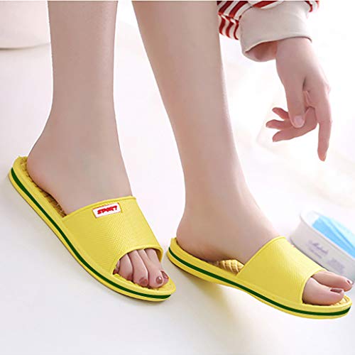 KEERADS Damen Sandalen Sommer Unisex Casual Paare Badezimmer Dusche rutschfeste Hausschuhe Poolschuhe Strandschuhe (Yellow, 40) von KEERADS
