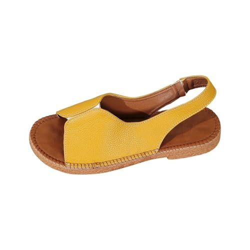 KEERADS Orthopädische Sandalen Damen Retro Casual Hundert Weibliche Bequeme Atmungsaktive Weiche Unterseite Römische Ergonomische (Yellow, 37) von KEERADS