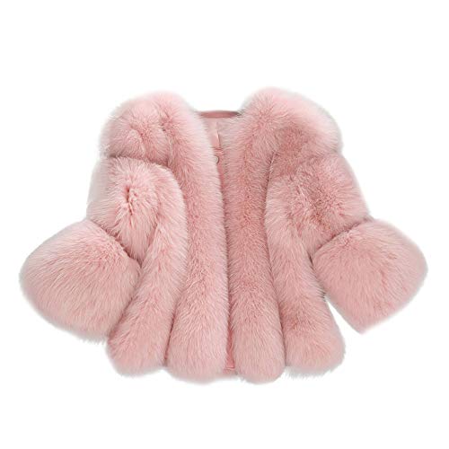 KEERADS Pelzjacke Damen Elegante Winter Warme Kurze Feste Jacken Pelz Kurze Nähte Faux Parka Oberbekleidung S-XXXXL (S, Rosa) von KEERADS