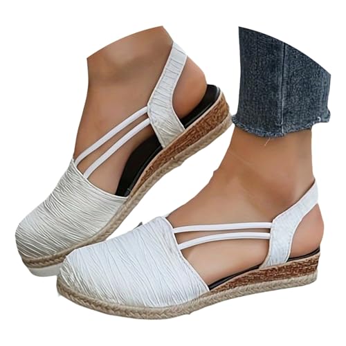 KEERADS Sandalen & Slides Für Damen Orthopädische Plateau-Keilsandalen für Damen, 2025, flache Espadrilles-Sandalen mit offenem Zehenbereich und Knöchelriemen, lässige Riemchensandalen (White, 40) KEERADS Sandalen & Slides Für Damen Orthopädische Plateau-Keilsandalen für Damen, 2025, flache Espadrilles-Sandalen mit offenem Zehenbereich und Knöchelriemen, lässige Riemchensandalen (White, 40) von KEERADS