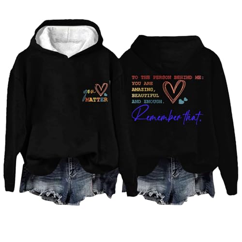 KEERADS Übergroßer Hoodie für Damen to The Person Behind Me Hoodie Dear Person Behind Me Hoodie You Are Amazing Enough Hoodie Unisex Hoodie Langarm Sweatshirt Ästhetischer Pullover mit (001 Black, L) von KEERADS
