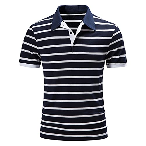 Männer Frühling Sommer Sport Freizeit Top Shirt Wicking Baumwolle Kurzarm T-Shirt Streifen Top Shirt von KEERADS