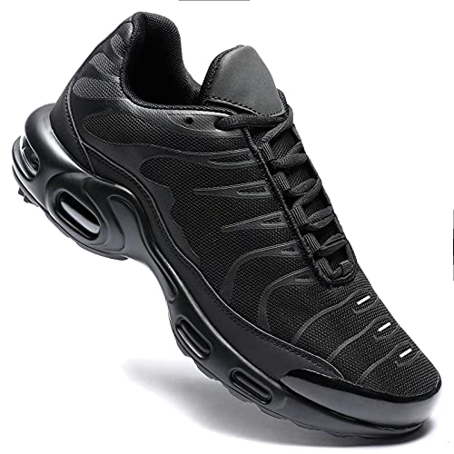 Herren Turnschuhe für Damen Luftkissen Laufschuhe Athletic Sport Tennis Sneakers Gym Joggen Fitness Walking Freizeitschuhe, Schwarz / Cyan, 45 EU von KEEZMZ