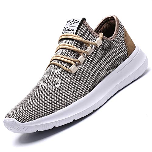 KEEZMZ Herren Laufschuhe Mode Atmungsaktiv Sneakers Mesh Weiche Sohle Casual Athletic Leicht, beige, 46 EU von KEEZMZ