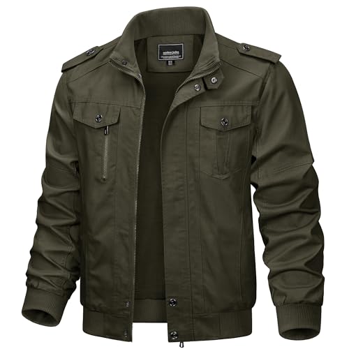 KEFITEVD Herren Herbstjacke Herren Feldjacke Business Jacke Army Jacke Winter Herrenjacke Frühlingsjacke Kurz Parka Freizeitjacke Cargo Jacke Männer Vintage Grün M von KEFITEVD