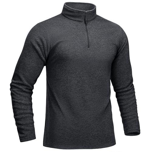 KEFITEVD 1/4 Zip Sweatshirt Herren Fleecepullover mit Reißverschluss Langarm Strickjacke Warm Winddicht Arbeitspullover Schwarz L von KEFITEVD