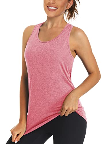 KEFITEVD Ärmellos Laufshirt Damen Polyester Stretch Joggingshirt Sport Top Ohne Arm Rückenfrei Gym Shirt Rosa L von KEFITEVD