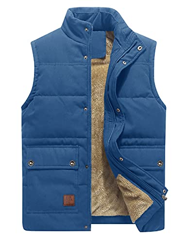 KEFITEVD Anglerweste Herren Winter Jacke Gefüttert Outdoor Vest Jagdjacke Fleecejacke Freizeit Arbeitsjacke Fleece Weste Männer Königsblau L von KEFITEVD