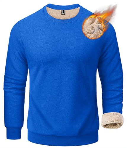 KEFITEVD Arbeitspullover Herren Pullover Ohne Kapuze Winter Hoodie Langarmshirt Rundhals Fleecepullover Arbeitspullover Blau von KEFITEVD