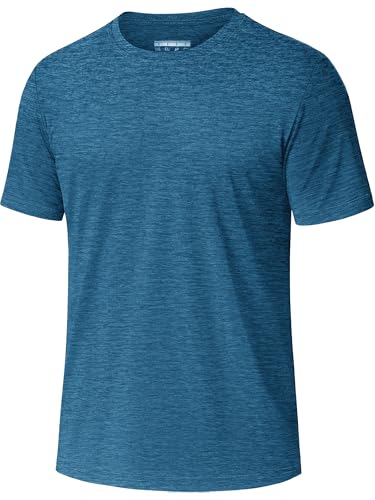 KEFITEVD Sport Tshirts Herren Funktionsshirt Atmungsaktiv Tennis Shirt Laufshirt Stretch Gym Trainingsshirt Pfauenblau XL von KEFITEVD