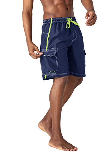 KEFITEVD Badeshorts Männer Knielang Badehose Herren Leicht Bequem Surf Shorts Lang Schwimmshorts Innenslip Lässig Männer Board Shorts Dunkelblau M von KEFITEVD