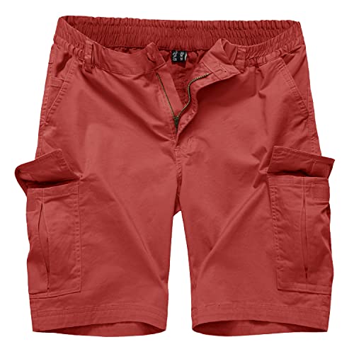 KEFITEVD Bermuda Shorts Herren Baumwolle Leicht Cargo Hose Sommer mit Stretchbund Army Shorts Angeln Jagd Männer Kurze Hose Ziegelrot 34 von KEFITEVD