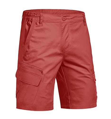 KEFITEVD Bermuda Shorts Herren Kurz Tactical Hose Cargo Knielang Baumwollhose Leicht Stretch Angelhose Frühling Sommer Freizeithose Regular Fit Magenta 32 von KEFITEVD