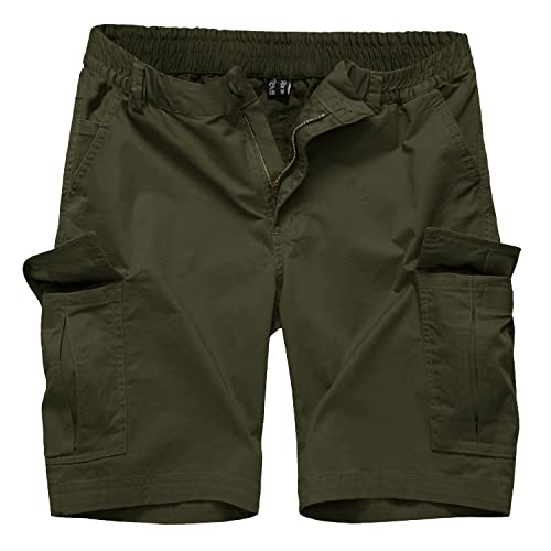 KEFITEVD Bermuda Shorts Herren Lässig Freizeithose Kurze Herrenhosen mit Seitentaschen Atmungsaktiv Wanderhose Männer Outdoor Hose Armeegrün 32 von KEFITEVD