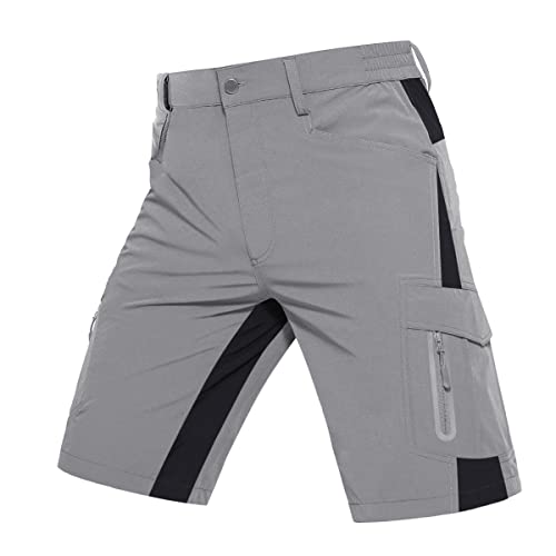 KEFITEVD Bermuda Shorts Herren Outdoor Leichte Wanderhose Sommer Dünne Wandern Hose Kurze Sommerhose Stretch Freizeithose Hellgrau 36 von KEFITEVD