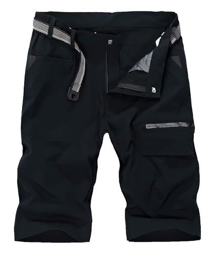 KEFITEVD Kurze Hosen Herren Trekking Shorts Sommerhose Herren leicht Kurzhose Cargo Multi Taschen Dunkelgrau 32 von KEFITEVD